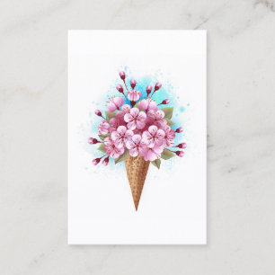 Carte De Visite Cône rose Sakura crème glacée gaufre