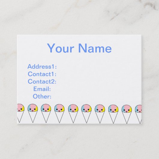 Carte De Visite Cônes mignons de neige (Devant)