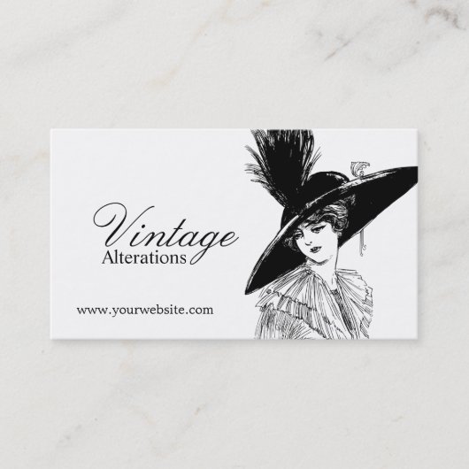 Carte De Visite Confectionneuse de mode vintage retoucheuse (Devant)