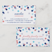CARTE DE VISITE :: confetti chic marine aqua coral (Devant / Derrière)