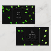 Carte De Visite Confetti de trèfle vert Vip de glam noir (Devant / Derrière)