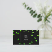 Carte De Visite Confetti de trèfle vert Vip de glam noir (Debout devant)