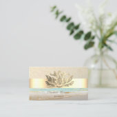 Carte De Visite Confetti d'or moderne, Bleu, Bleu, Lotus (Debout devant)