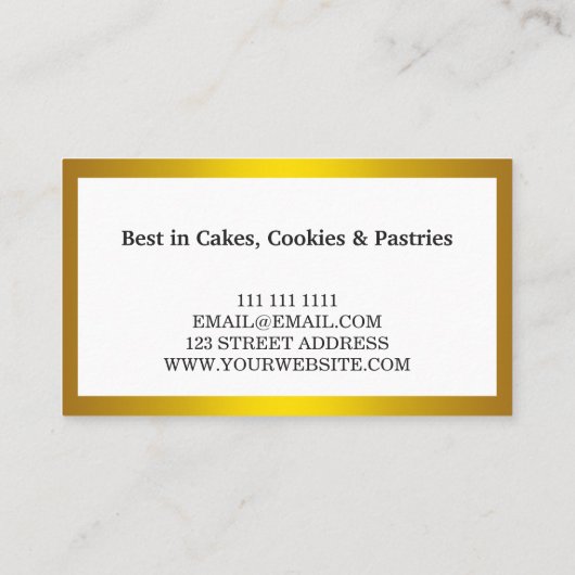Carte De Visite Confetti d'or moderne Whisk Pâtisserie Chef boulan (Dos)
