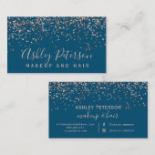 Carte De Visite confetti d'or rose bleu chic typographie (Devant / Derrière)