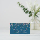Carte De Visite confetti d'or rose bleu chic typographie (Debout devant)