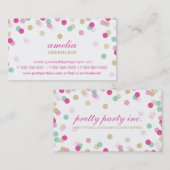 CARTE DE VISITE :: Confetti élégant rose + or (Devant / Derrière)