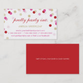 CARTE DE VISITE :: confetti élégant rouge or rose (Devant / Derrière)