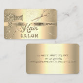 Carte De Visite Confetti en or, Ciseaux, Sèche-cheveux (Devant / Derrière)