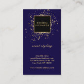 Carte De Visite Confetti en or Faux sur bleu moderne (Dos)