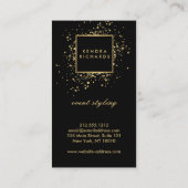 Carte De Visite Confetti en or Faux sur Noir moderne (Dos)