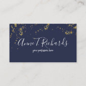 Carte De Visite confetti (faux points d'or) nom manuscrit bleu (Devant)