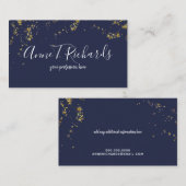 Carte De Visite confetti (faux points d'or) nom manuscrit bleu (Devant / Derrière)