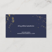 Carte De Visite confetti (faux points d'or) nom manuscrit bleu (Dos)