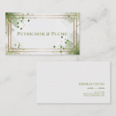 Carte De Visite Confetti géométrique moderne et verdure et or (Devant / Derrière)