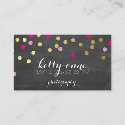 Carte De Visite CONFETTI GLAMOROUS joli tableau rose or (Devant)