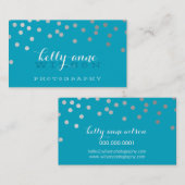 Carte De Visite CONFETTI GLAMOROUS mignon feuille argent gras tach (Devant / Derrière)