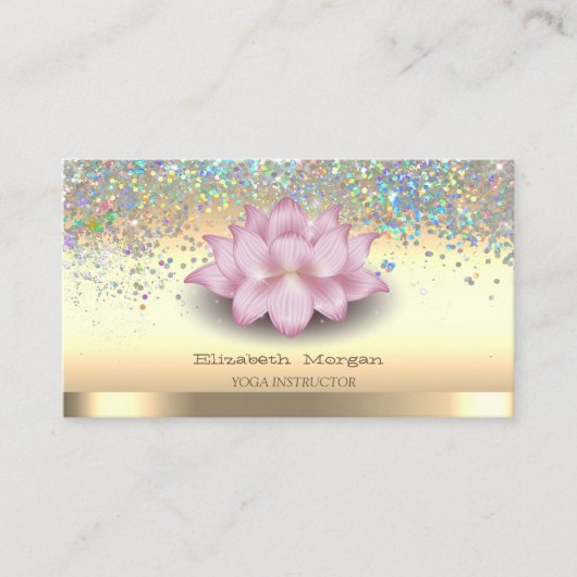 Carte De Visite Confetti Lotus Yoga couleur professionnelle (Devant)