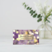 Carte De Visite Confetti | Métallique brossé d'or | Bokeh (Debout devant)