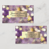 Carte De Visite Confetti | Métallique brossé d'or | Bokeh (Devant / Derrière)