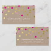 Carte De Visite CONFETTI moderne mignon motif or chaud rose kraft (Devant / Derrière)