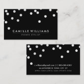 Carte De Visite CONFETTI moderne mignon point motif blanc noir (Devant / Derrière)