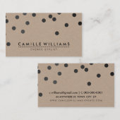 Carte De Visite CONFETTI moderne mignon pois point motif kraft noi (Devant / Derrière)