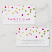 Carte De Visite CONFETTI moderne mignon spot motif or joli rose (Devant / Derrière)