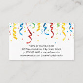 Carte De Visite Confetti Party Restauration Événements (Dos)