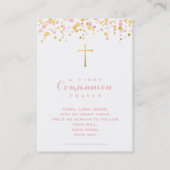 Carte De Visite Confetti rose et or communion (Dos)