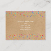 Carte De Visite Confetti rustique élégant Kraft coloré (Dos)