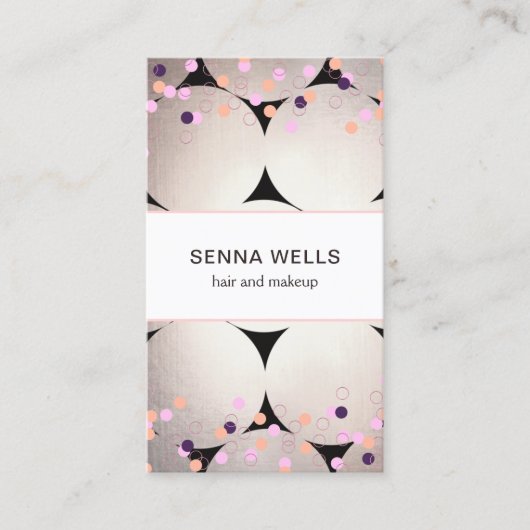 Carte De Visite Confetti & Silver Girly Beauty Salon Stylish (Devant)