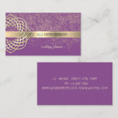 Carte De Visite Confetti Violet Doré Moderne Élégant (Devant / Derrière)