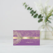 Carte De Visite Confetti Violet Doré Moderne Élégant (Debout devant)
