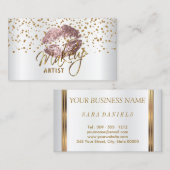 Carte De Visite Confettis d'or de maquilleur et lèvres roses (Devant / Derrière)