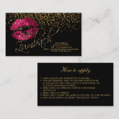 Carte De Visite Confettis d'or et lèvres pointus de roses indien (Devant / Derrière)