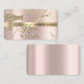 Carte De Visite Confettis dorés,Ciseaux,Sèche-cheveux Rose Gold (Devant / Derrière)