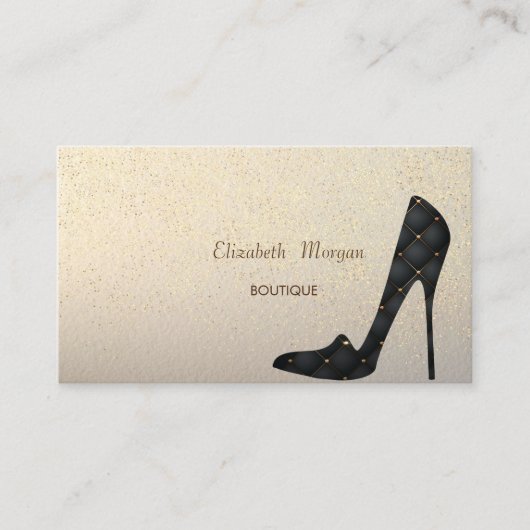 Carte De Visite Confettis dorés élégants modernes, talons hauts (Devant)