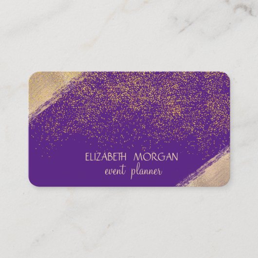 Carte De Visite Confettis élégants dorés faux , Violet (Devant)