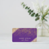 Carte De Visite Confettis élégants dorés faux , Violet (Debout devant)