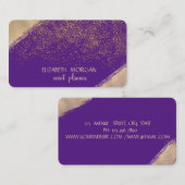 Carte De Visite Confettis élégants dorés faux , Violet (Devant / Derrière)