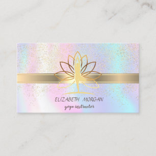 Carte De Visite Confettis Élégants,Lotus,Yoga Holographique