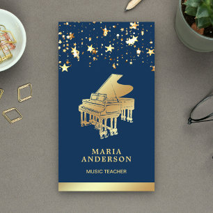 Carte De Visite Confettis en feuille d'or Piano à queue Musicien P