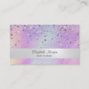 Carte De Visite Confettis holographiques à rayures élégantes