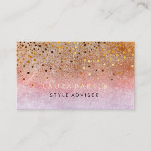 Carte De Visite Confettis oranges roses subtils de Faux de parties