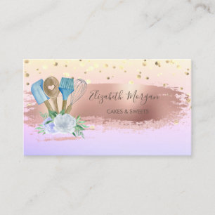 Carte De Visite Confettis, pinceau gâteau outils à main Fleurs