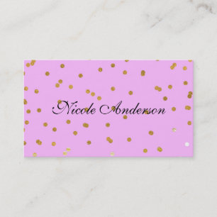 Carte De Visite Confettis rose et or Points de modernité Élégance