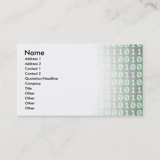 Carte De Visite Configuration binaire (Devant)