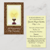 Carte De Visite Confirmation de sacrement d'hôte de colombe de (Devant / Derrière)