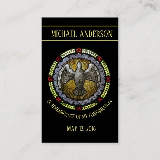 Carte De Visite Confirmation du sacrement Vitrail Fenêtre Dove (Devant)